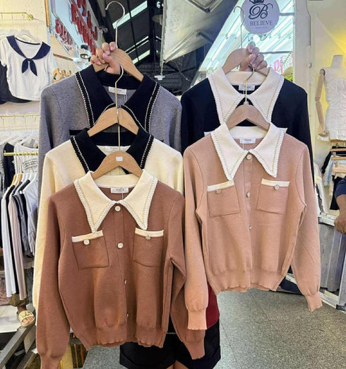 Knitted Broad Collar Pullover Sweaters